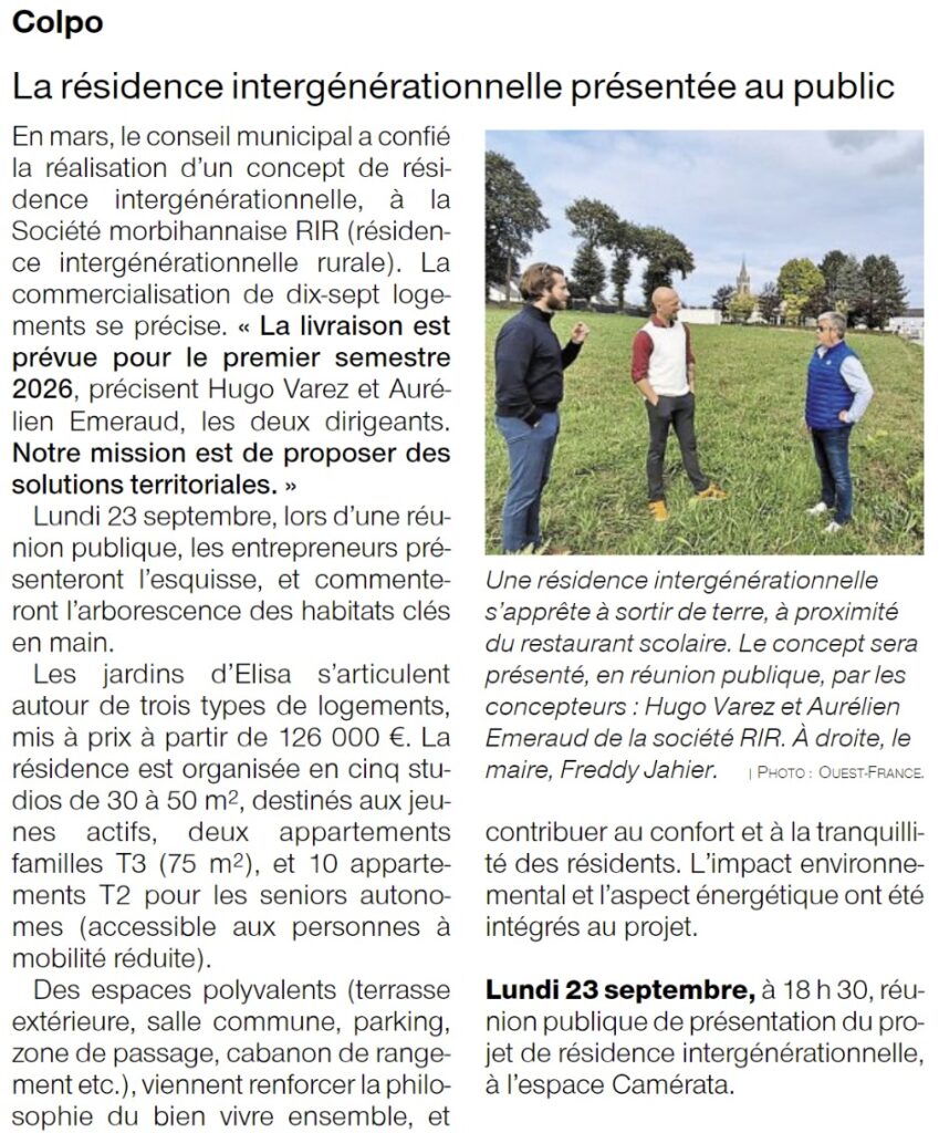 Article Ouest France du 17 Septembre 2024